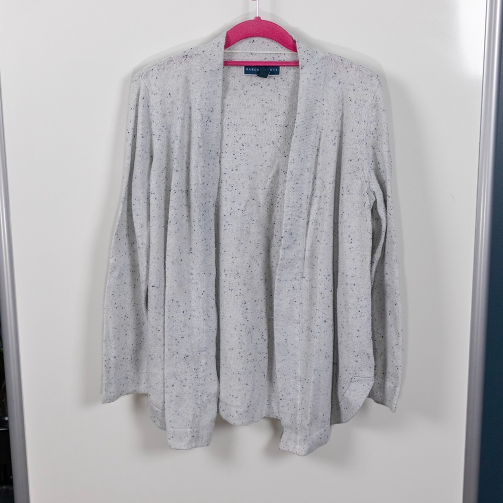 Karen Scott Marled Curved Hem Cardigan
